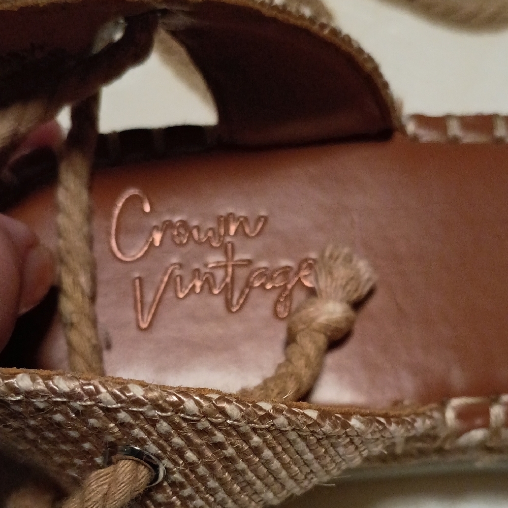 Crown Vintage Beige Espadrille Lace-Up Sandals Womans Size 8M - Picture 2 of 9